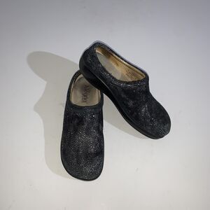 Alegria Shoes Womens EU 38 Black Leather Clogs Slip On Casual Comfort KAY-241